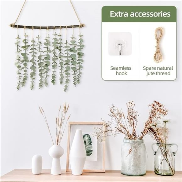 Artificial Eucalyptus Wall Hanging Decor, Fake Eucalyptus Leaves Greenery - Picture 4 of 7